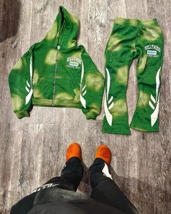 Custom Vintage Men's Heavyweight Winter Printed <b>Gym</b> Use Regular Fit Straight Leg Flared Sweatpants <b>Hoodie</b> Jogging Sweat Suit Set - Product Image 2