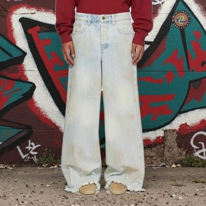 Pantalones Vaqueros de Mezclilla de Algodón Desgastados de Corte Holgado y Cintura Media-Alta para Hombre, Estilo Urbano Personalizado con Diseño Estampado y Pierna Ancha - Product Image 3
