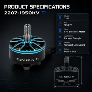 มอเตอร์ไร้แปรงถ่าน 2207 1950KV FPV ประสิทธิภาพสูง สำหรับโดรนแข่งแบบ Freestyle FPV Quadcopter - Product Image 3