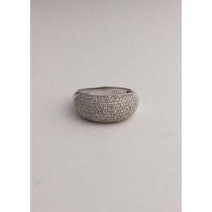 Vintage White Gold <b>Dome</b> <b>Ring</b> Pav Diamond Everyday Wear Statement Cluster <b>Ring</b> Pear Shape Dainty Platinum Jewelry VS Clarity SI - Product Image 1