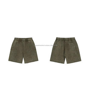 Shorts en coton délavé personnalisés pour hommes avec patch brodé, en molleton épais, style cargo vintage - Product Image 6