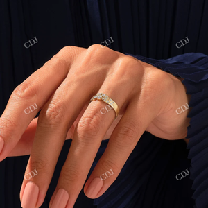 กลุ่มเพชรกลม3.90มม. กว้างแต่งงานทำด้วยมือ14K ทองหลายหินแหวนเพชรซ้อนวงสำหรับผู้หญิงยอดขายสูงสุด - Product Image 3
