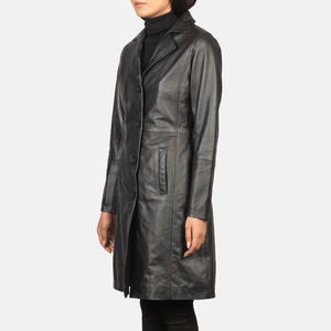 Veste en cuir style fourrure personnalisé avec poche zippée manches longues vestes en cuir véritable pour les femmes - Product Image 2
