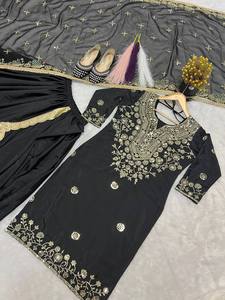 Lanzamiento de nuevo diseñador de ropa de fiesta Look Top Salwar Kameez Heavy Natural Silk Reversible - Product Image 6