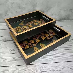 ถาดไม้พิมพ์ลายพร้อมด้ามจับถาดสำหรับตกแต่งในชีวิตประจำวัน - Product Image 6