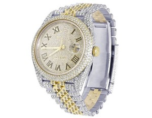Hecho a mano VVS Moissanite Diamond Two Tone Roman Dial Mecánico Automático Hip Hop Muñeca Iced Out Lujo Tachonado Moda Para Hombres - Product Image 1