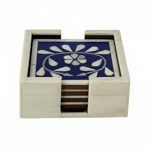 Classic Decorative Handcrafted Bone Inlay Coaster Eco-Friendly 10mm Thick Superior <b>Polish</b> for Refined Home Hotel Table Settings - Product Image 3