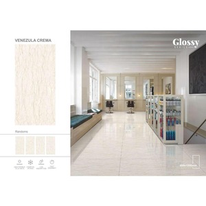 Carreaux de sol en porcelaine Full Body crème brillant 600x1200mm pour bâtiments de luxe - Product Image 5