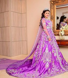 Caftán de boda de COLOR púrpura con vestido de rastreo, embellecedoras cuentas de cristal, piedra de cristal y DABKA ZARDOZI, nuevo, 2022 - Product Image 1