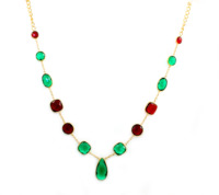 Colliers à chaîne en plaqué or 18 ct avec calcédoine rose vert émeraude bijoux pour filles et femmes vente en gros en vrac