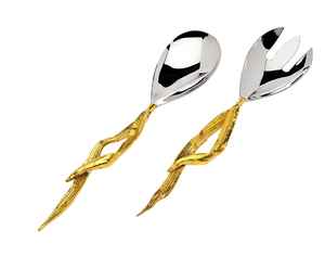 Premium Quality Sustainable Durable Agate Handle Silver Plated Stainless Steel Salad Server Cutlery Royal Family Flatware <b>Set</b> - Product Image 4