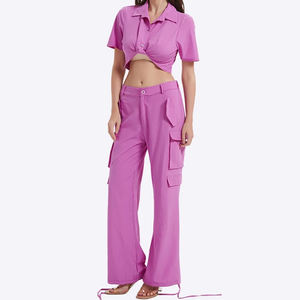 Conjuntos de 2 Piezas Casuales de Color Liso, 100% Algodón, para Mujer, con Logotipo Personalizado, para Invierno 2026, Fabricante Mayorista - Product Image 1