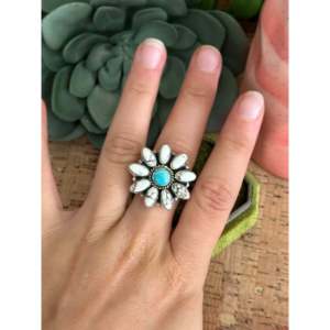 Southwest Handmade Opal & Multi Stone Sterling <b>Silver</b> <b>Adjustable</b> <b>Ring</b> - Product Image 2