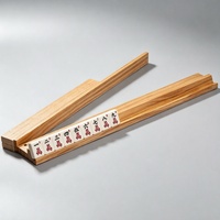 En stock : Support en bois épaissi et antidérapant pour tuiles de Mahjong, organisateur en bois pour soirées de jeu à la maison ou au club