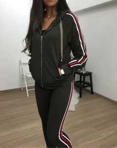 Elegante mujer chándal sudaderas con capucha sudaderas pantalones conjuntos ropa deportiva traje Casual correr gimnasio ejercicio trajes - Product Image 2