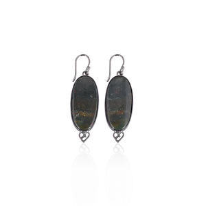 New Arrivals Brass Black Rhodium Blood Agate Earrings Gemstone Earring For Women <b>Custom</b> <b>Jewelry</b> Supplier - Product Image 1