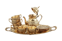 Ensemble théière et tasses à thé vintage 1L en métal de Dubaï, vaisselle à café en verre la plus vendue pour la maison et les fêtes, en alliage de zinc durable