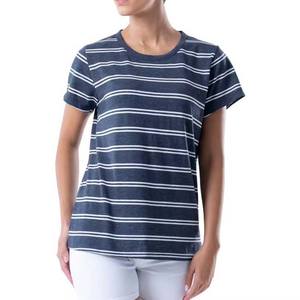 Diseño a rayas recién llegado OEM ODM ropa de mujer personalizada camisetas 100% algodón transpirable secado rápido cuello redondo camisetas de mujer - Product Image 1