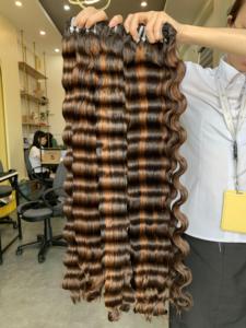 Perruques en cheveux humains vierges Remy vietnamiens, trame simple, ondulées effet océan, sans nœuds, sans perte de cheveux - Product Image 5