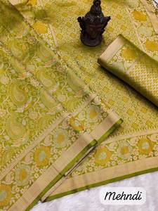 Meilleure vente Couleur élégante Taux de gros Dernier concepteur pur doux Kanjivaram Tissu Soie Saree contemporain - Product Image 3