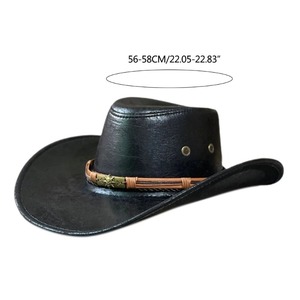 2024ใหม่แฟชั่นหมวกหนังคาวบอย unisex ระบายอากาศสไตล์ตะวันตกปรับหัวได้อเนกประสงค์หมวกลำลองสำหรับภาพถ่าย - Product Image 3