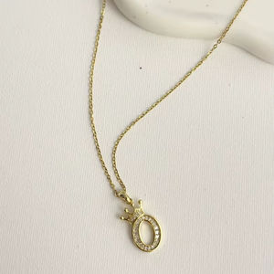 Summer Essential Moonriver Women's Fashion Choker Necklace Simple Style <b>Copper</b> <b>Chain</b> 'O' Little Crown Design Stainless Steel - Product Image 1