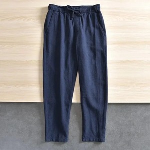 Straight Casual Cotton Linen Pants Men Wide Leg Lightweight Baggy Cotton Sweatpants Male Sport Jogger Straight Work Trousers - Product Image 1