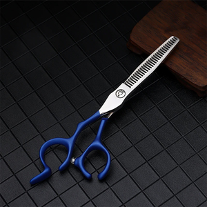 Juego de tijeras de corte de pelo con mango recubierto de azul, tijeras de adelgazamiento, Clip de afeitar, tijeras de peluquería, Kit de corte de pelo con estuche con cremallera - Product Image 6