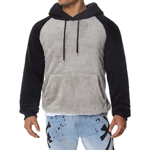 Otoño Invierno Sudadera con capucha gruesa Manga larga Contraste Color Cordón Sudadera con capucha Fleece Sudaderas con capucha para hombre - Product Image 1
