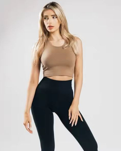 Seamless Women Tank <b>Top</b> Polyester/Cotton Stretch Fabric Casual Fit Scoop Neck Front Logo Breathable Quick Dry OEM Services Bulk - Product Image 5