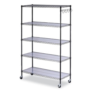 Alera ALESW654818BA 48 In. X 18 In. X 72 In. 5-<b>Shelf</b> Wire Shelving Kit Casters <b>Shelf</b> Liners Black Anthracite <b>for</b> <b>Kitchen</b> - Product Image 1