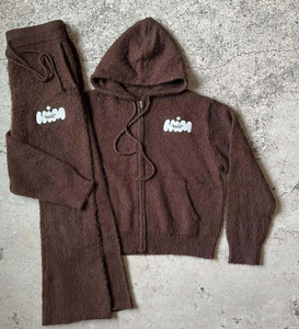 OEM ODM Custom Men's Mohair Tracksuit Set Fashion Casual Street Style Sweatpants <b>Sweater</b> Sweatpants Casual Wear - Product Image 5