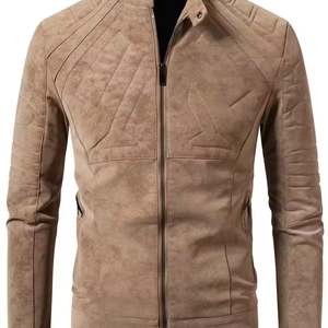 แจ็คเก็ตหนังสไตล์ฮิปฮอปใหม่สำหรับผู้ชาย แจ็คเก็ตฤดูหนาวมีซิป แจ็คเก็ตหนังผู้ชายแฟชั่นลำลองสไตล์ไบค์เกอร์ - Product Image 1