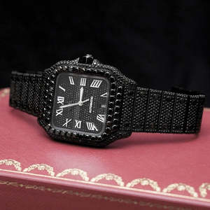 Montre en diamant Moissanite VVS noir pour homme, acier inoxydable glacé, mécanique automatique, luxe, mode, montre-bracelet, passe le testeur - Product Image 2