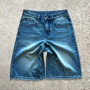 Fabricante personalizado 2025 verano Baggi Jeans hombres pantalones cortos de mezclilla oscura bolsillos elegantes sólido Casual 100% algodón secado rápido - Product Image 3