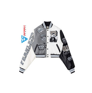 Chaqueta Varsity de Béisbol Corta con Cremallera de Forro Polar Sherpa al por Mayor, Diseño Bordado, Transpirable, Invierno, 100% Poliéster - Product Image 2