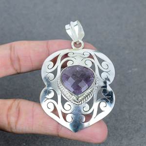 Best Price for Handcrafted Women Silver Plated Brass Jewelry Natural Purple <b>Amethyst</b> Gemstone <b>Pendant</b> Fine Jewelry for Woman - Product Image 2