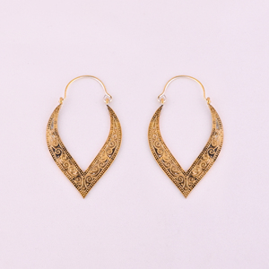 <b>Gold</b> Plated Boho Brass Hoop <b>Earrings</b> 57x35MM-Trendy Gift - Product Image 1