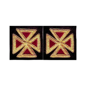 Manchettes maçonniques de haute qualité, croix des Chevaliers Templiers, brodées en moiré noir, nouveau style, en tissu à coudre ou à fixer par aimant - Product Image 5