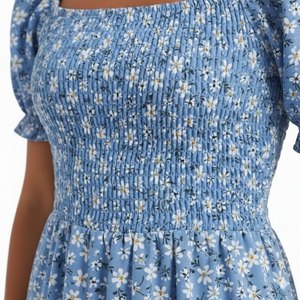 Vestido Maxi de Verano para Mujer Unity Luxure, Verde, con Estampado Floral, Volantes, Casual, Elegante, con Hombros Abullonados y Manga Corta - Product Image 4