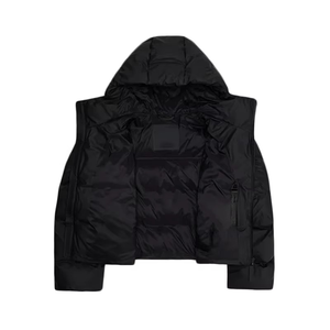 Chaqueta de invierno de ganso pesado personalizable, transpirable, impermeable, recortada, corta, acolchada, de lona frontal, con cremallera, de talla grande, con revestimiento alto - Product Image 3