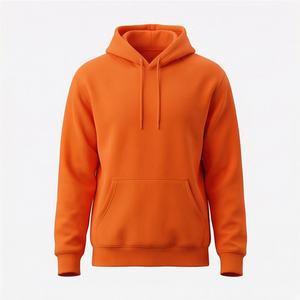 Sweat à capuche décontracté pour homme, imprimé personnalisé, couleur unie, motif uni, polaire thermique d'hiver, 100% coton noir, service OEM personnalisé - Product Image 1