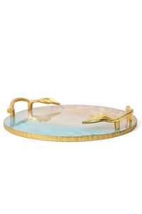 Plateau de service en résine à fleurs peintes à la main d'Inde Plateau de table facile à nettoyer avec motif unique - Product Image 2