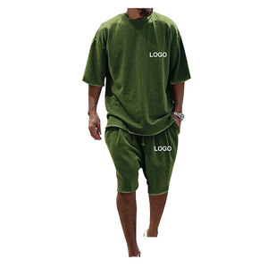 Vente chaude deux pièces Gym entraînement T-shirts et shorts ensemble pour hommes vêtements d'été confortables fabriqué en usine style grande taille à vendre - Product Image 1