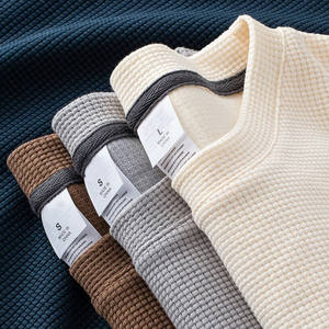 China Bangladesh Factory Price OEM Customize Logo Embroidery <b>Waffle</b> Long Sleeve Japanese Style Heavyweight Autumn Winter T <b>Shirt</b> - Product Image 6