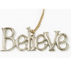 Palabras de aluminio fundido colgantes de diseño personalizado en adornos colgantes de Navidad decorativos con acabado de níquel para decoración de Navidad - Product Image 3