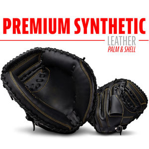 Black Golden Contrast Color Good Seller With Own Logo Highest Quality PU Leather Newest Catcher Right Handed <b>Baseball</b> <b>Gloves</b> - Product Image 4