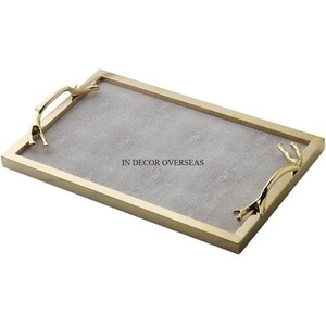 ถาดเสิร์ฟพร้อมด้ามจับเขากวางอลูมิเนียมขัดเงาเคลือบเงาสีเงิน - Product Image 2