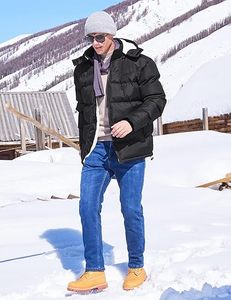 Chaqueta de bombardero de invierno con capucha y cuello levantado para hombre de alta calidad, abrigo de burbujas cálido de lana, cierre de cremallera ODM High Street - Product Image 5