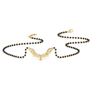 Charmant pendentif Mangal Sutra en or 18 carats Design papillon minimaliste Porter tous les jours Collier en acier inoxydable Mélange ancien moderne - Product Image 5